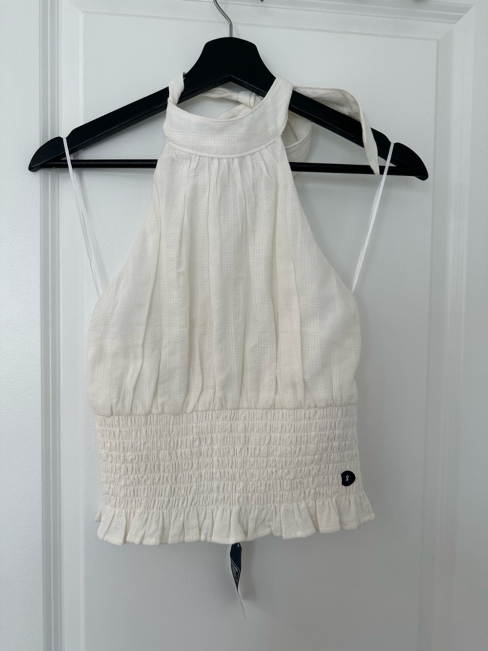 Abercrombie Cream Halter Tie-Neck Smocked Waist Camisole - Women